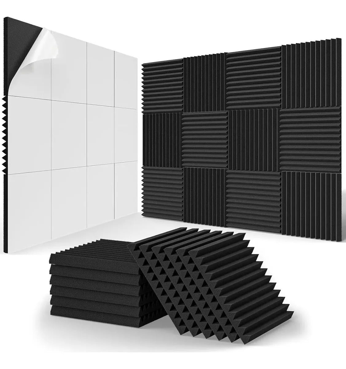 Paneles Acústicos Negro para Estudio Set de 24 Unidades de 30x30 cm