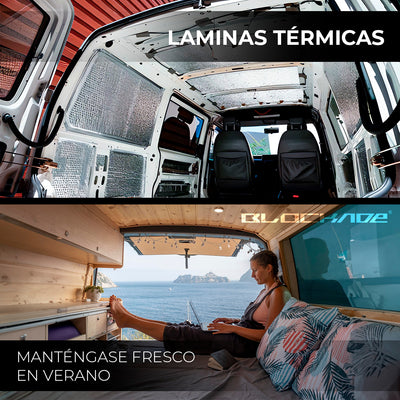 Aislante térmico 10 mm instalado en vehículo, detalle del material